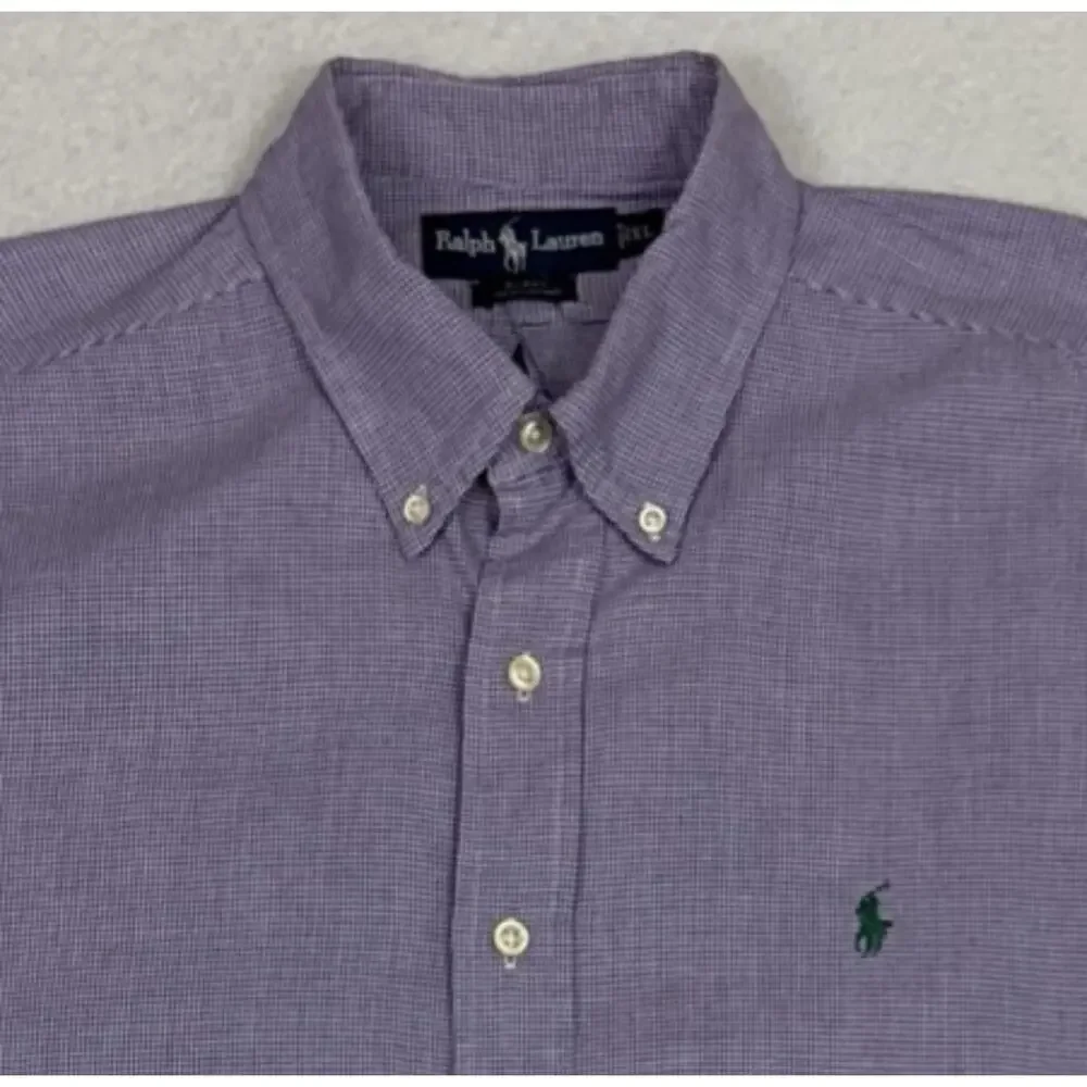 Ralph Lauren Blake Shirt Mens XL Purple Micro Houndstooth Button Down Cotton